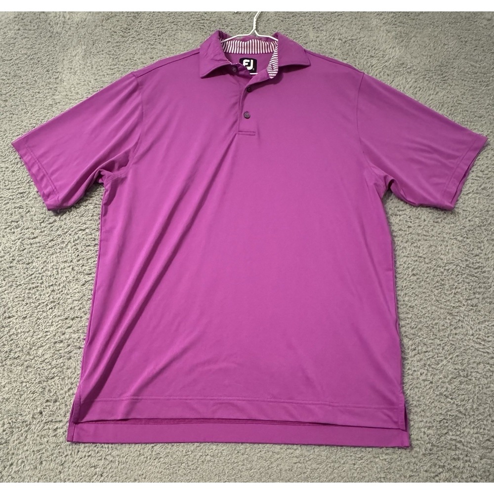 Footjoy Polo Shirt‎ Mens Medium Purple Golf Performance Moisture Wicking FJ Logo